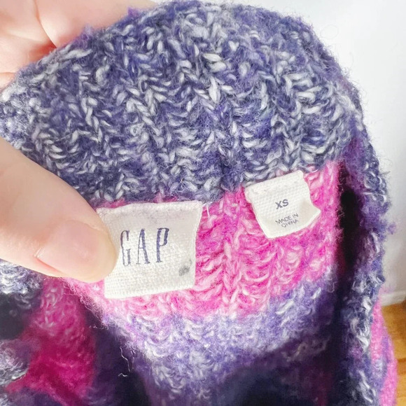 GAP Wool Blend Pink Purple and Blue Striped Sweater Mock Neck Women's Size XS - Picture 5 of 7